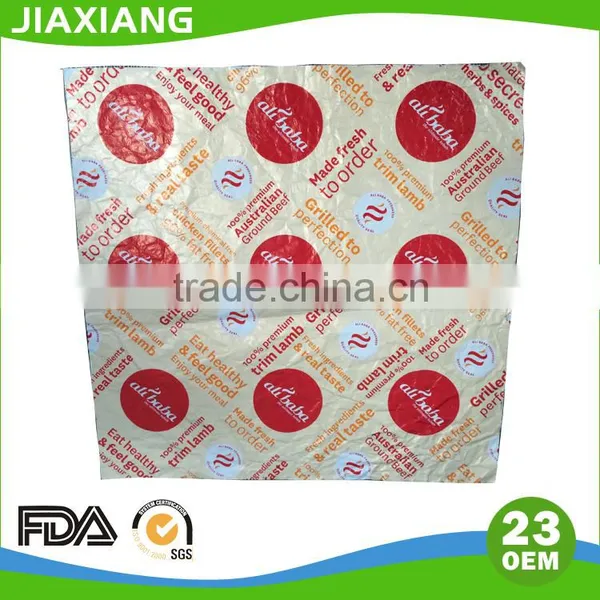 Printed Burger Sandwich Wrap Laminate Food Grade Aluminum Foil Paper