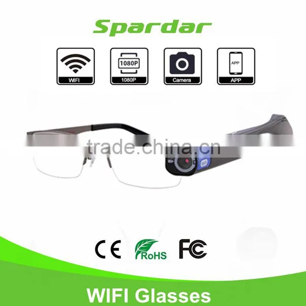 High Resolution Black Color Wifi Video Recording Camera Smart Glasses