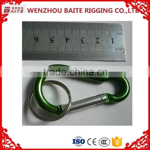 Colorful Aluminum Carabiner With 3 Pcs Key Ring ,D Shaped Aluminum Snap Hook With Keyring photo-2