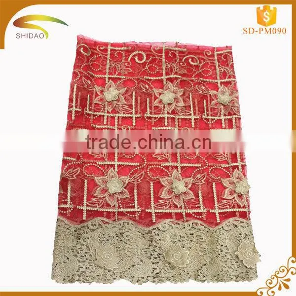 Chantilly Red Colour New Fashion Embroidery Designs Lace Fabric Wholesale Dresses and Clothes Fabric photo-4