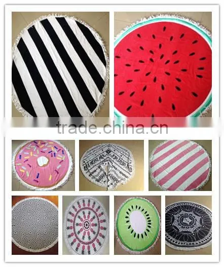 100% Cotton Printed Beach Towel With Tassel,Reactive Printing
