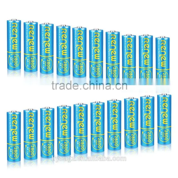 RENEW Brand NiMH AA 2800mAh Ready-To-Use AA Rechargeable Batteries 20 Pack
