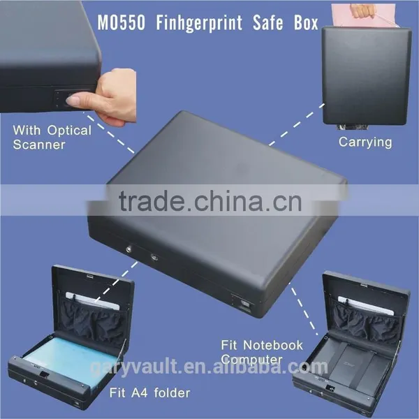 Wholesale- MO550 Micro Vault Biometric Fingerprint Car Gun Pistol Office A4 Papers Document File Storage Safe Box / Gun Vault photo-2