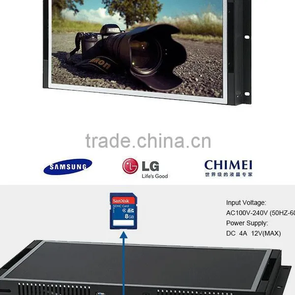 15 Inch Elevator Flexible Mount Open Frame Lcd Advertising Screen for Auto Loop Display photo-3