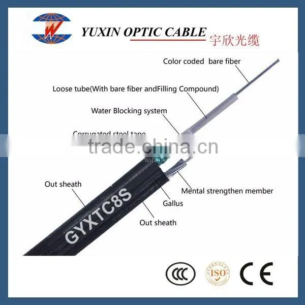 Outdoor Steel Wire Armoured GYXTC8S Fiber Optical Cable
