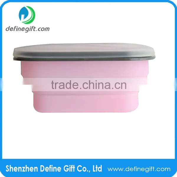 For Camping School Work Reusable Silicone One Compartment Small Collapsible Lunch Box Quality Choice photo-3