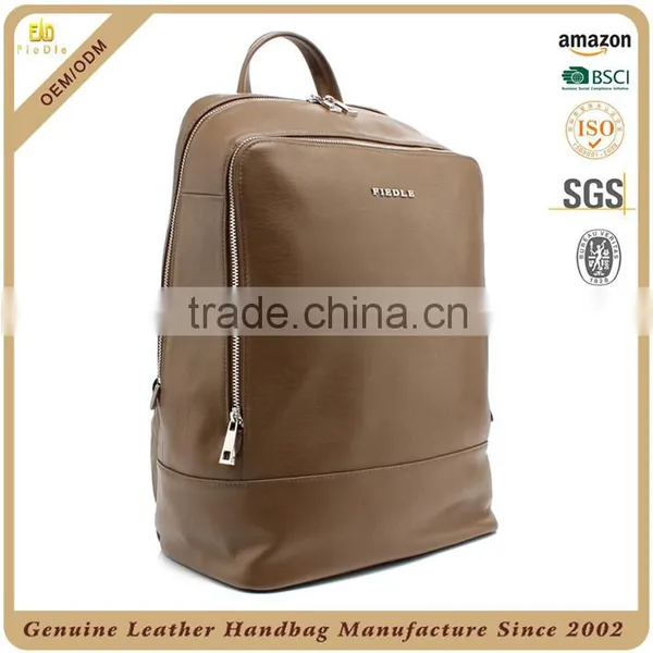Guangzhou OEM Factory Custom High Quality Genuine Leather Women Travel Bag, Big Backpack, Pure Leather Fashion Backpack for Lady photo-2