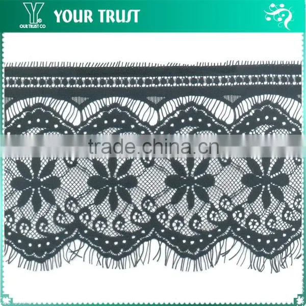 Width 13.3 Centimeter White Chantilly Eyelash Woven Swiss Trim French Lace photo-5