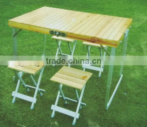Outdoor Foldable Wooden Picnic Table Beach Table Camping Table