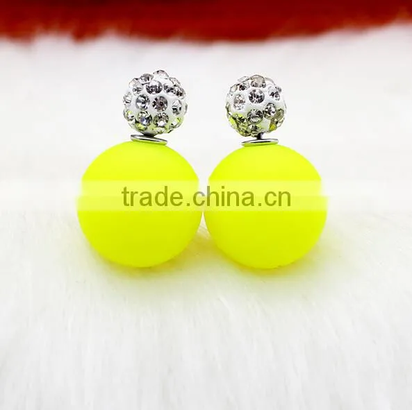 Fashion Crystal Jewelry Stud Double Face Plastic Pearls Double Pearl Earring photo-2