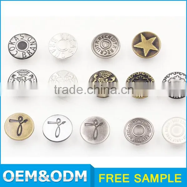 20mm Denim Metal Shank Custom Jeans Engraved Buttons photo-2