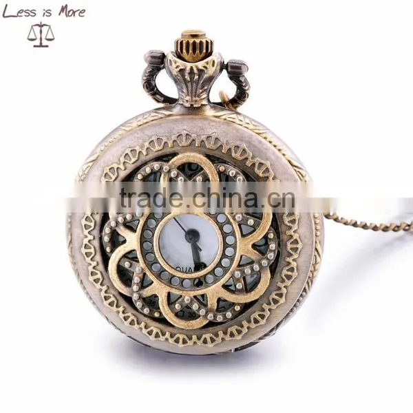 Graceful Vogue Luxury Women Pocket Watch, Delicate Flower Metal Pocket Watch