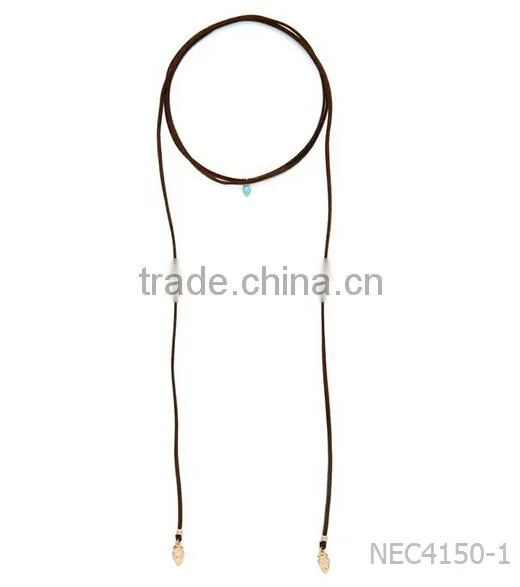 2016 Fashion Retro Long Women Chain Leaf Pendant Black Velvet Choker Necklace Quality Choice photo-4
