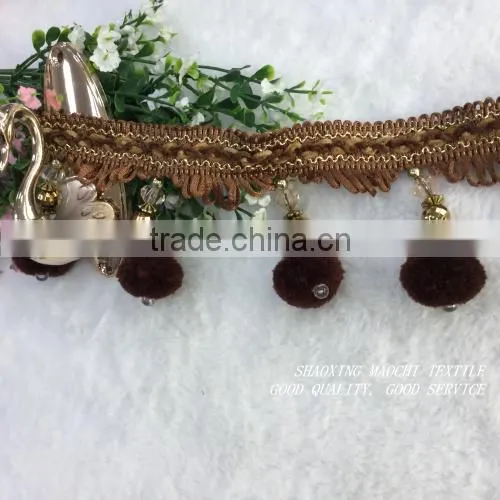 Wholesale Curtain Lace Soft Ball Tassel Fringes for Home Textile Accessory photo-6