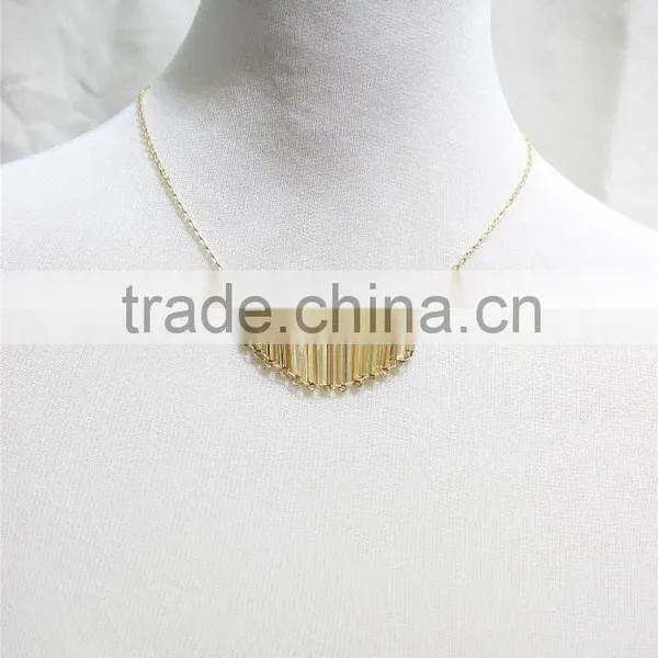 Gold Simple Pendant Necklace Goldtone Bar Connected Necklace 2016 Fashion Style Wholesale photo-2