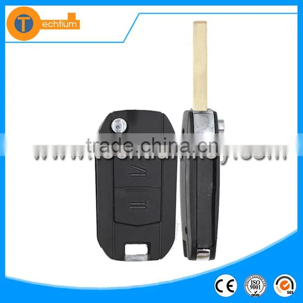 ABS Black 2 Buttons Flip Replacable Car Key Shell With Uncut HU100 Blade for Opel Astra g Vectra photo-2