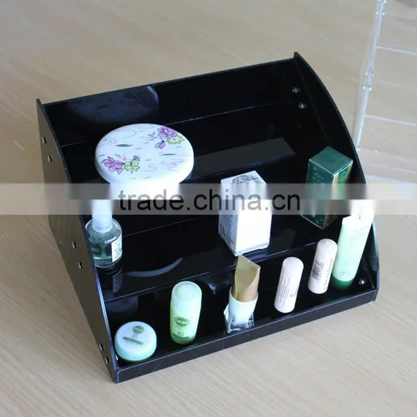 Custom Made Acrylic Display Cosmetic Product Display Stands , Black Display for Cosmetic