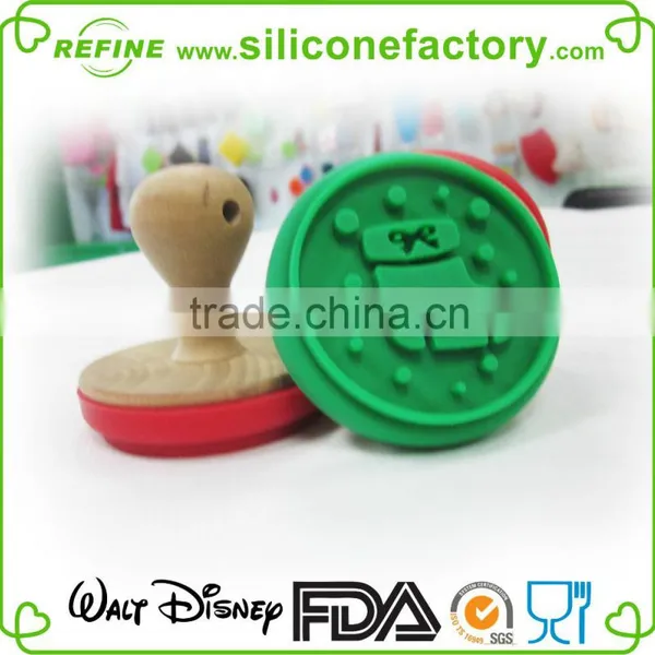 Christmas Series Sock Shaped Silicone Cookie Stamp With Wooden Handle photo-2