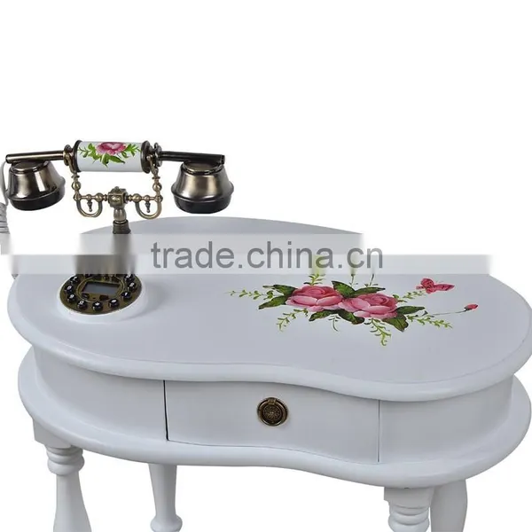 Antique Hand Painted Brown Wood Telephone Table, Antique Telephone Table photo-4
