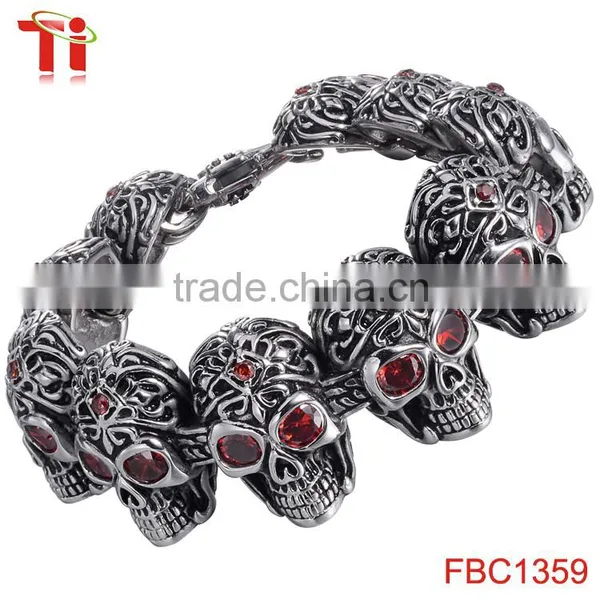 Fast and Furious 7 Moive Silver Color Stainless Steel Skull Skeleton Bracelet Titanium Steel Bangle for Men Fashion Jewelry photo-2