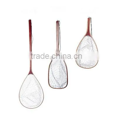 In Stock Wooden Handle Rubber Fishing Landing Net