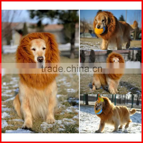 Festival Party Pet Costume - Lion Mane Wig for Large Dogs Brown
