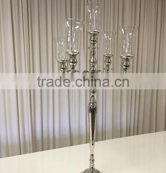 High Quality Black Candelabra With Glass Votive, Black Centerpiece For Wedding photo-2