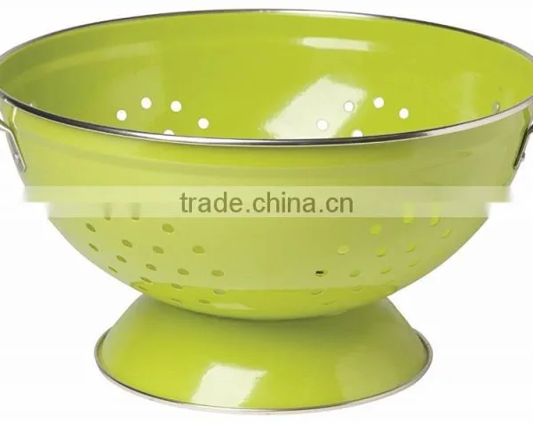 Round Metal Self Draining Pasta Bowl Kitchen Food Washing Strainer Vegetable Conlander photo-3