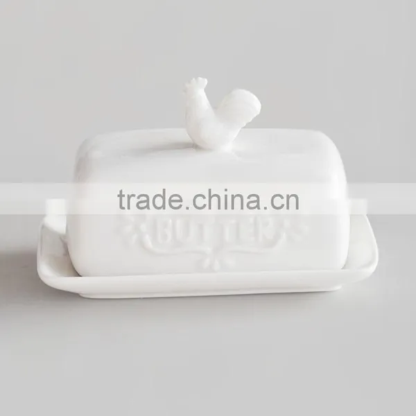 Ceramic Butter Dish With Decal Printing, Butter Dish With Decoration, Rooster photo-3