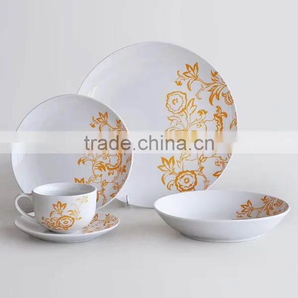20pcs Porcelain Dinnerware Set With Golden Decal,golden Printing Dinner Set,porcelain Gold Decal Tableware Set photo-2