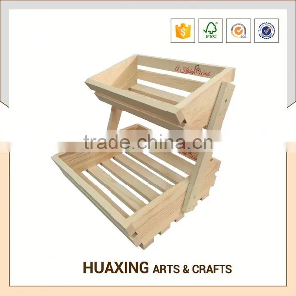 Large Capacity Decorative Kitchen Wooden Fruit Basket Stand photo-4