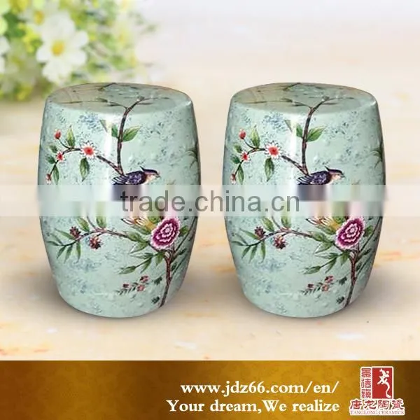Special Application Cyan Glazed Hand Painting Stools/table Chair Sets photo-2