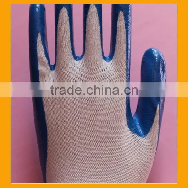 13 Gauge Seamless Knitted Blue Nitrile Palm Coated Nylon Working Gloves photo-6