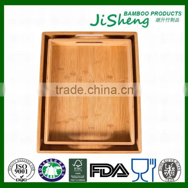 Eco-friendly Top Quality Bamboo Food Serving Tray With Handles photo-6