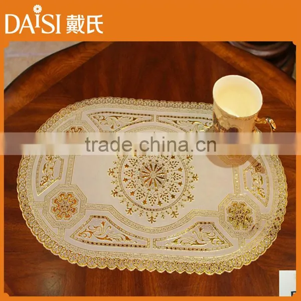 30cm*46cm Golden PVC Lace Placemat (DOILES) for Banquet photo-2