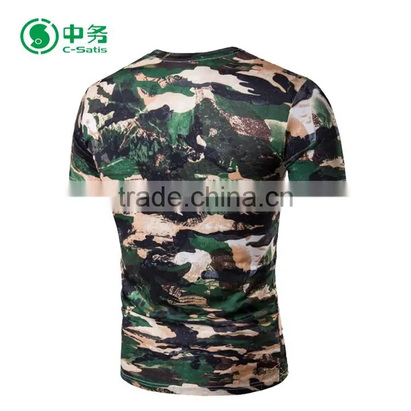 New Style Summer 100% Cotton Short Sleeve Camouflage Printed T Shirt for Men photo-5