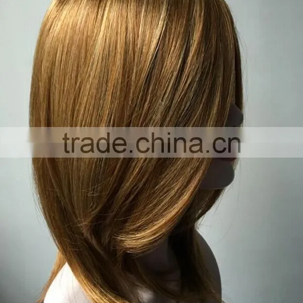 Charm Straight Natural Golden Color Synthetic Wig Classic Women Hair Wigs Women's Brown Wigs photo-2