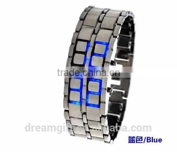 A Level 2016 Hot Lava Style Led Iron Watches Brand Watch Samurai LED Watch Red &blue Light Women&men Style photo-2