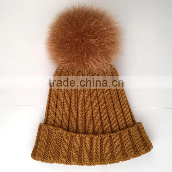 Myfur Elegant Pom Beanie Hat Women Winter Knitted Hat With Fur Pom photo-2