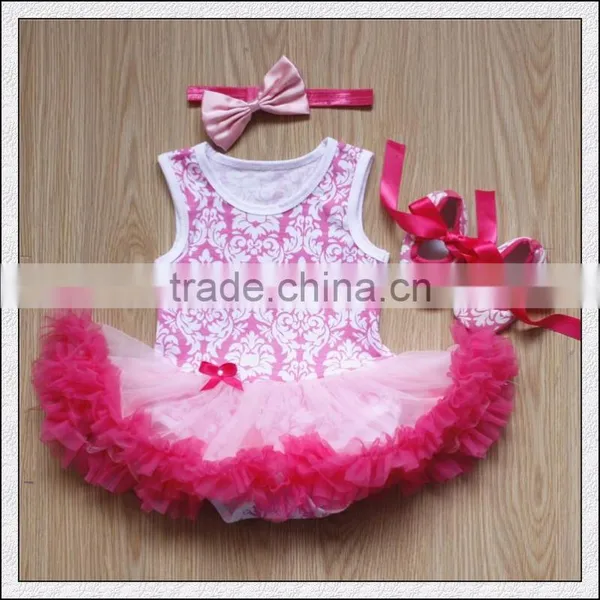Wholesale 2015 Baby Girl Infant 3pcs Clothing Sets Tutu Romper Dress/Jumpersuit+Headband+Shoes photo-5