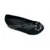 OEM Light Weight PU Upper / Outsole Black Ladies Flat Pumps Shoes for Autumn, Spring
