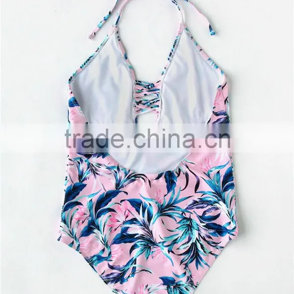 Women One Piece Printed Swimsuit Cut Out Neck Swimsuits photo-2