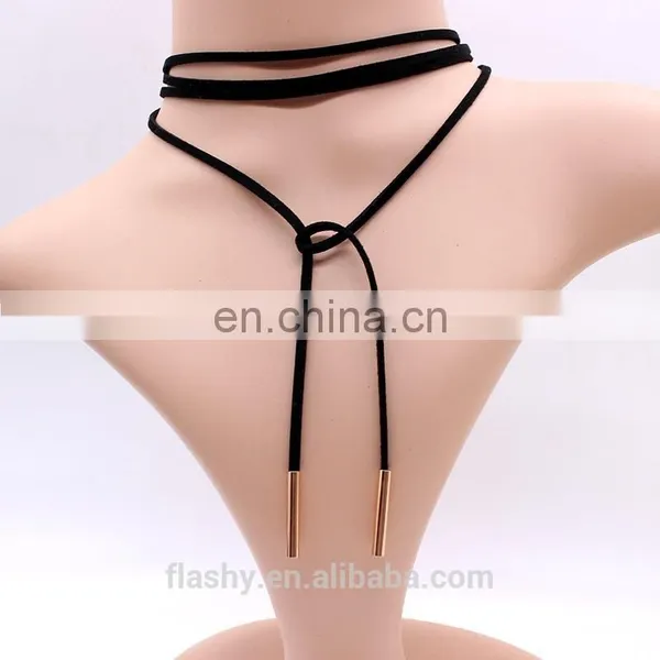 New Fashion Jewelry Black Leather Bow Choker DIY Necklace Gift for Women Girl photo-2