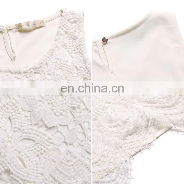 Wholesale Women Sexy White Lace Sleeveless Crop Tops photo-6
