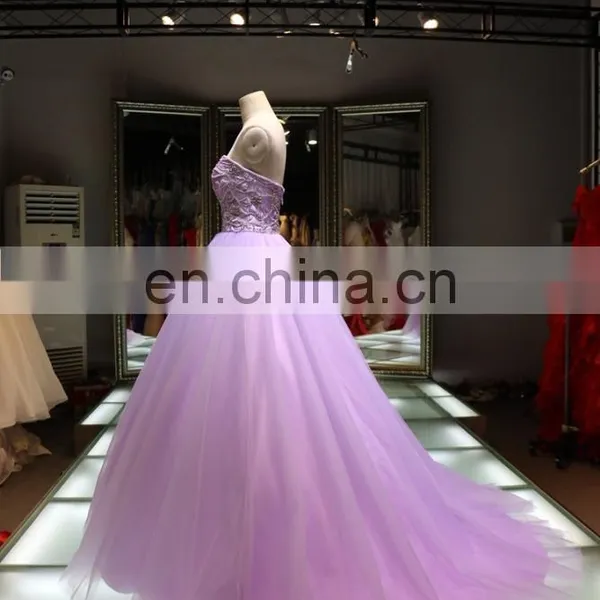2016 China Supplier Night Purple Wedding Evening Dress Beaded Ball Gown photo-3