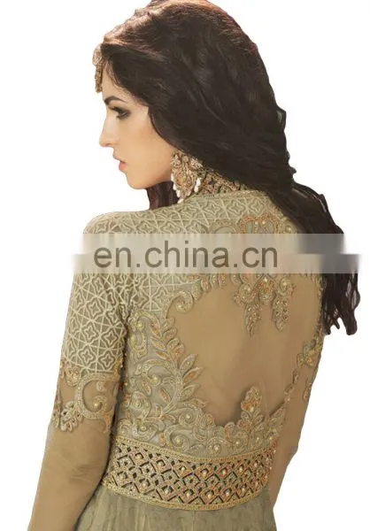 2017 Wedding Parrty Wear Net Anarkali Style Lehenga Suits (Semi-Stitched) photo-4