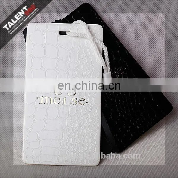 Custom Private Design Black & Withe Embossing Paper Hot Stamping Gold Hangtag for Clothing photo-2