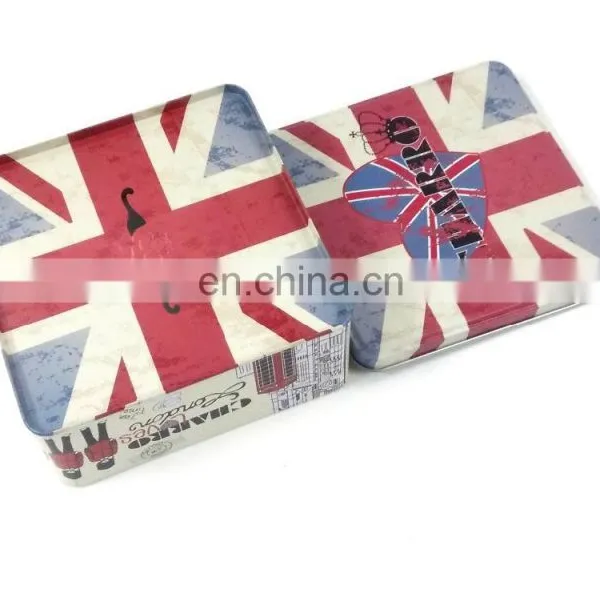 Matte Varnished Flags Pattern Pierced Bottom Present Tin Box photo-3