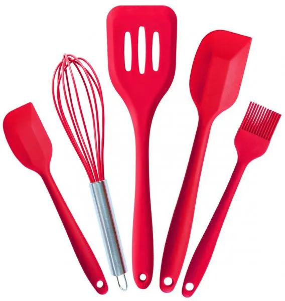 Free Sample Food Grade Nontoxic Silicone Kitchen Utensil Cooking Tool  Set of 5pieces