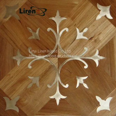Wood Metal Steel Brass Inlay Parquet Flooring photo-2